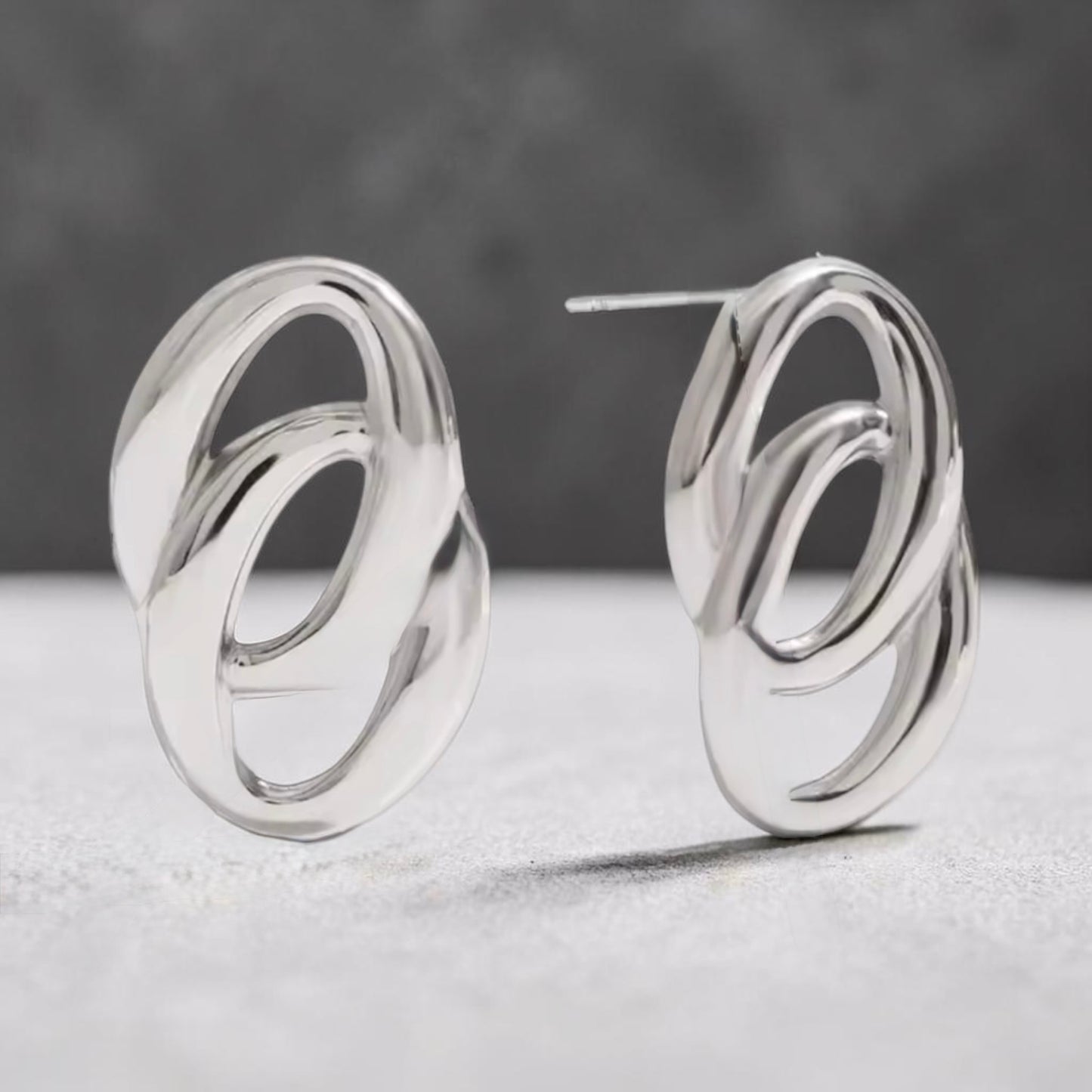 Double Oval Stud Earrings