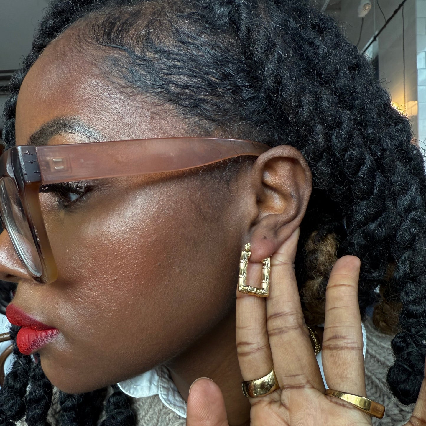 Small Rectangle Bamboo Earrings | The Consciously Lisa Collection