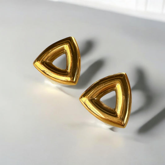 Hollow Triangle Stud Earrings | The Consciously Lisa Collection