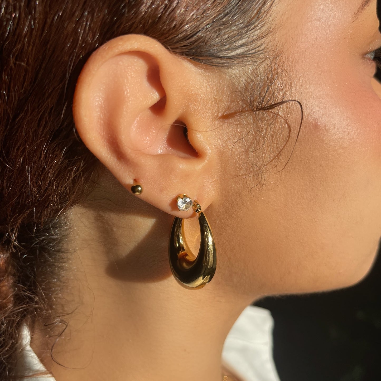 Chunky Teardrop Hoop Earrings - Gold