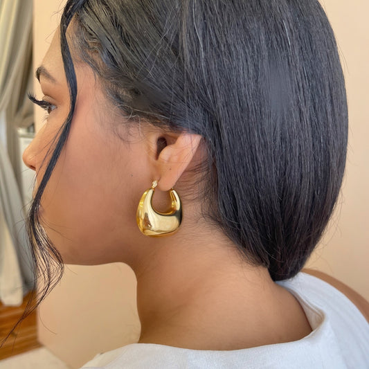 Chunky Pocketbook Hoop Earrings - Gold
