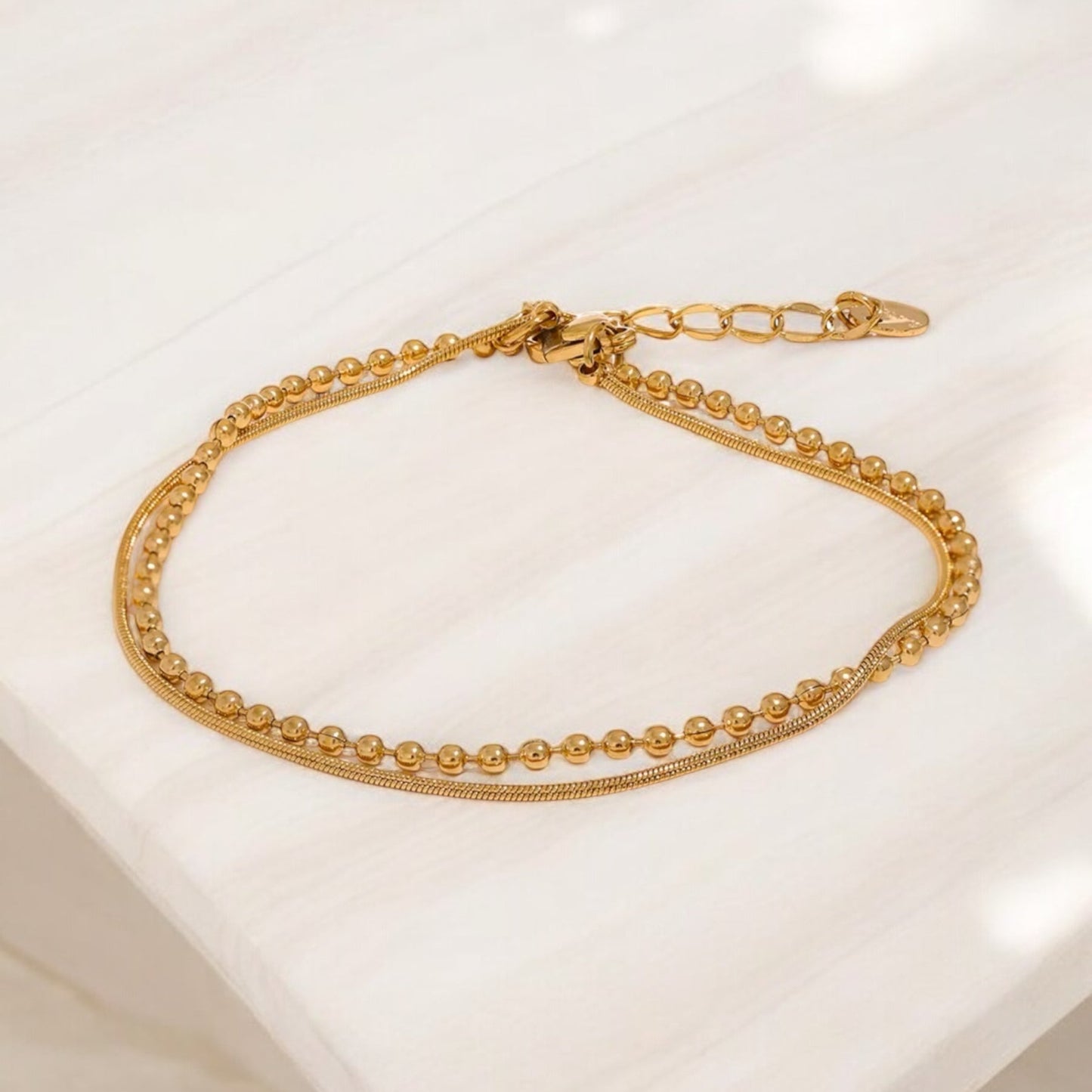 Flat Chain and Beads Bracelet | The Consciously Lisa Collection