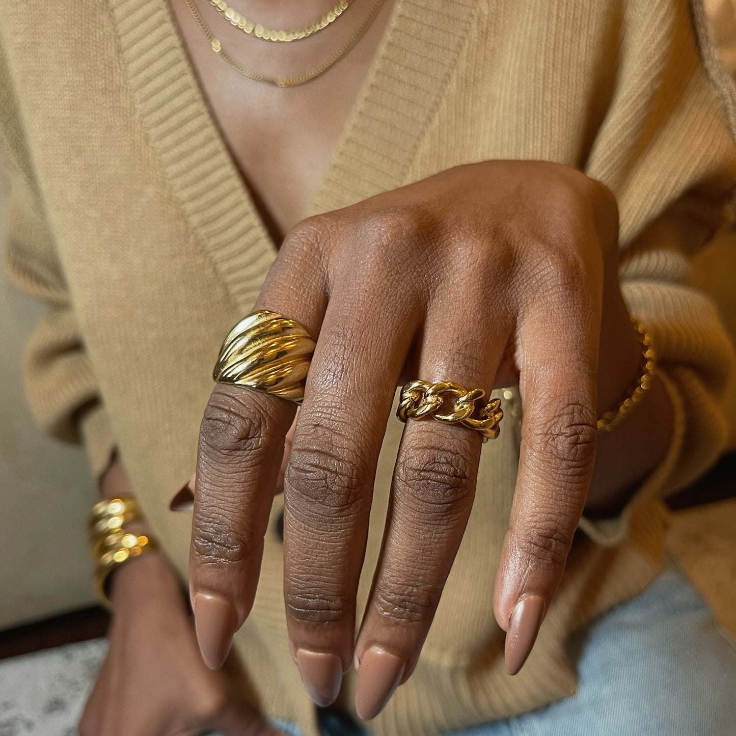 Cuban Link Adjustable Ring | The Consciously Lisa Collection