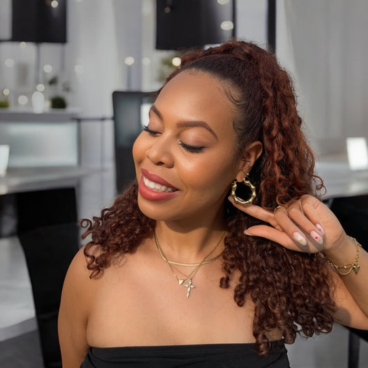 Bubble Bamboo Hoop Earrings - Gold