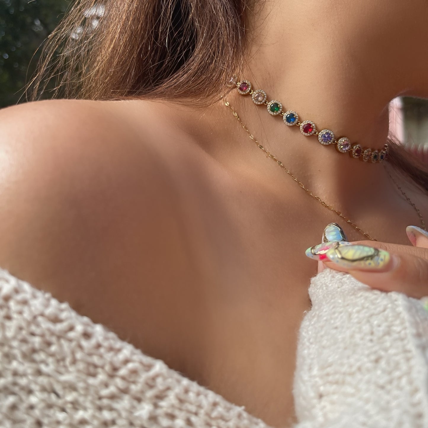 Multi-color Gemstone Necklace