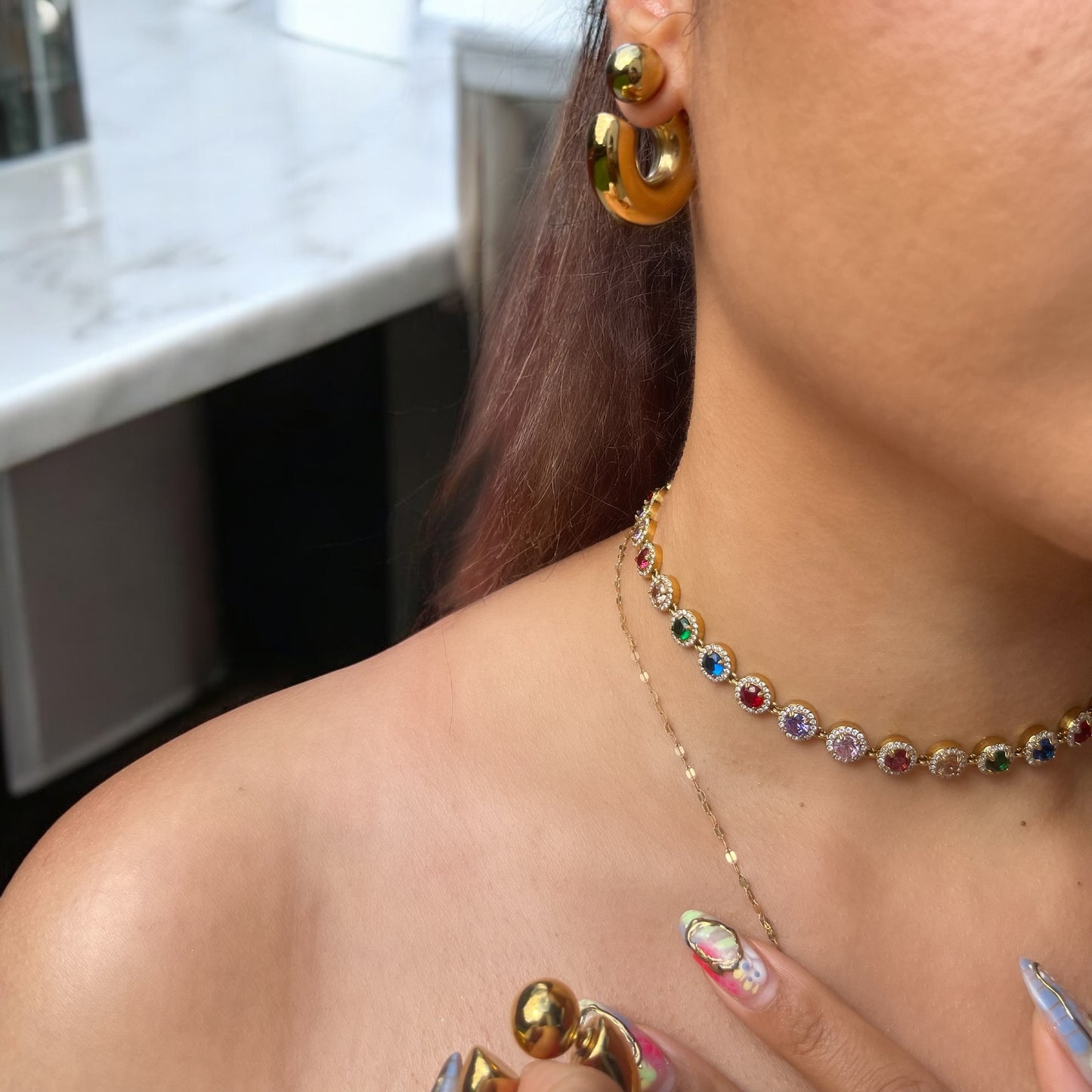 Multi-color Gemstone Necklace