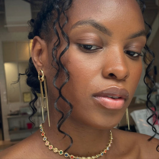 Elegant Chain Dangle Earrings - Gold
