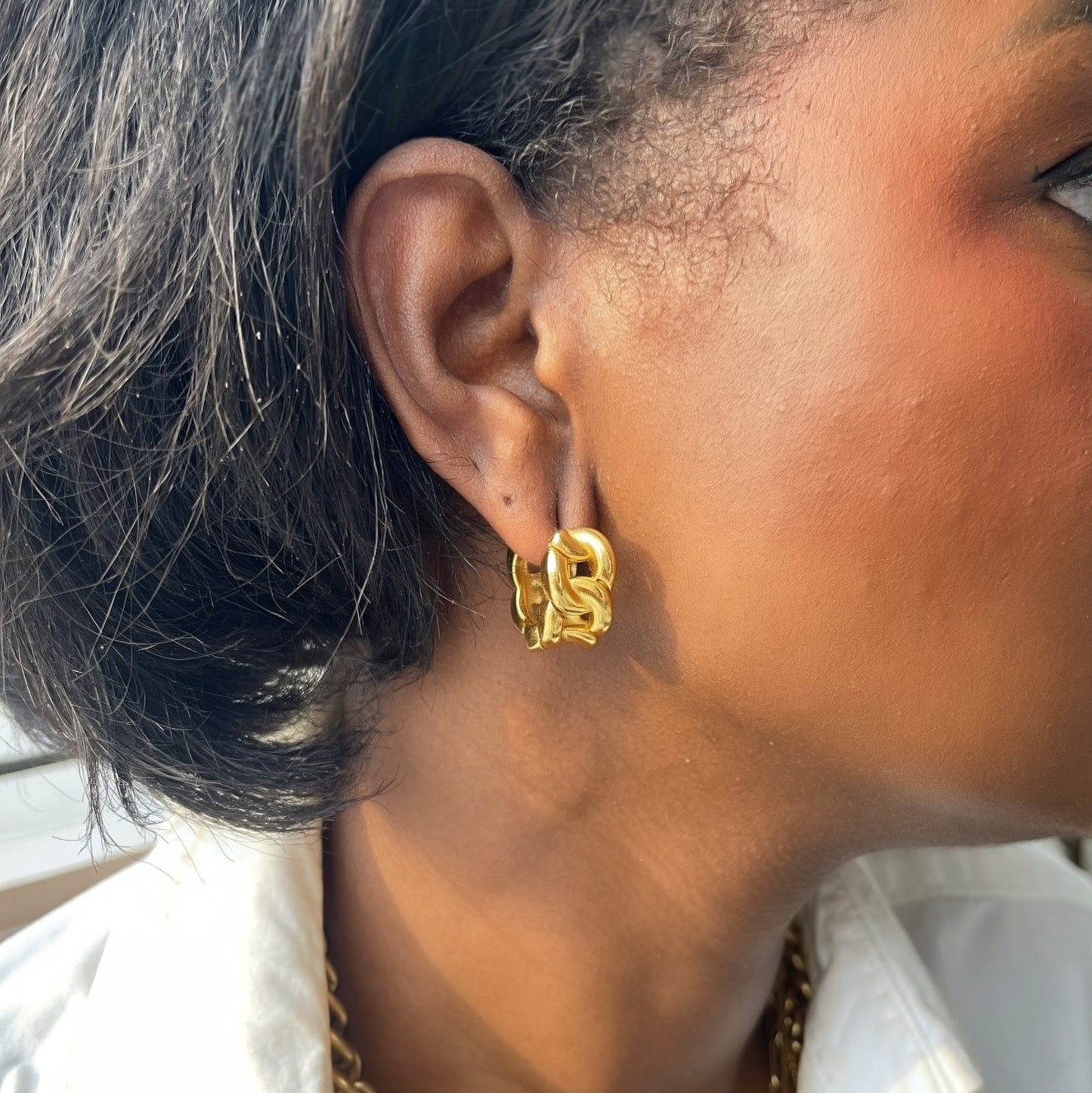 Cuban Link Huggie Hoops - Gold| The Consciously Lisa Collection