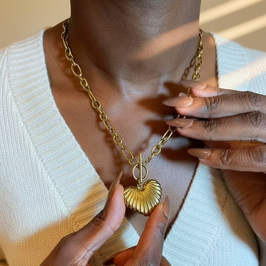 Textured Heart OT Clasp Necklace | The Consciously Lisa Collection