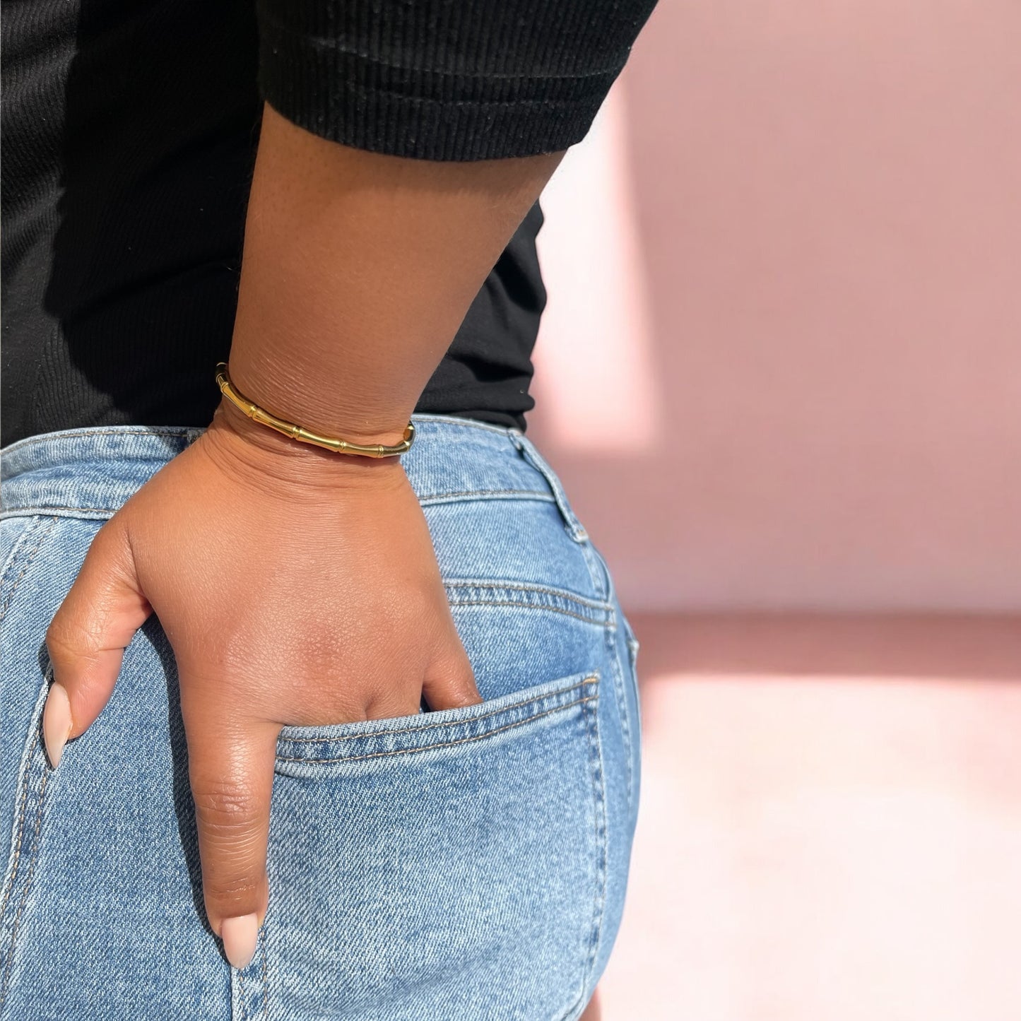 Thin Bamboo Bangle - Gold