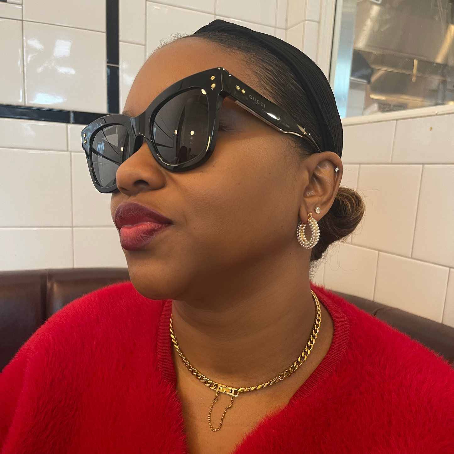 Pearl Cluster Small Hoop Earrings