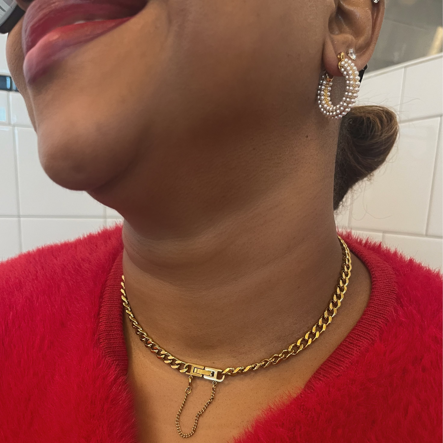 Pearl Cluster Small Hoop Earrings