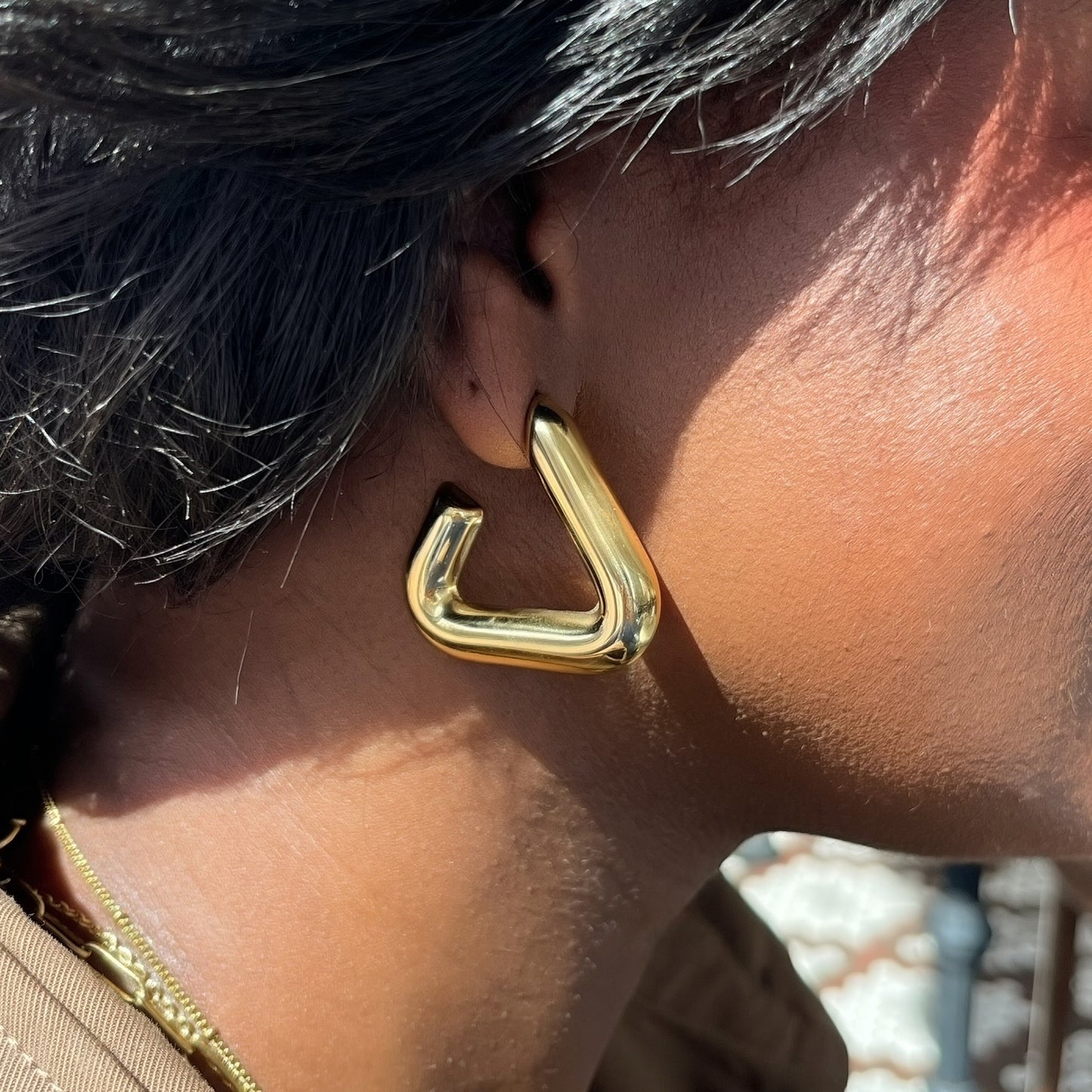 Chunky Triangle Hoop Earrings | The Consciously Lisa Collection