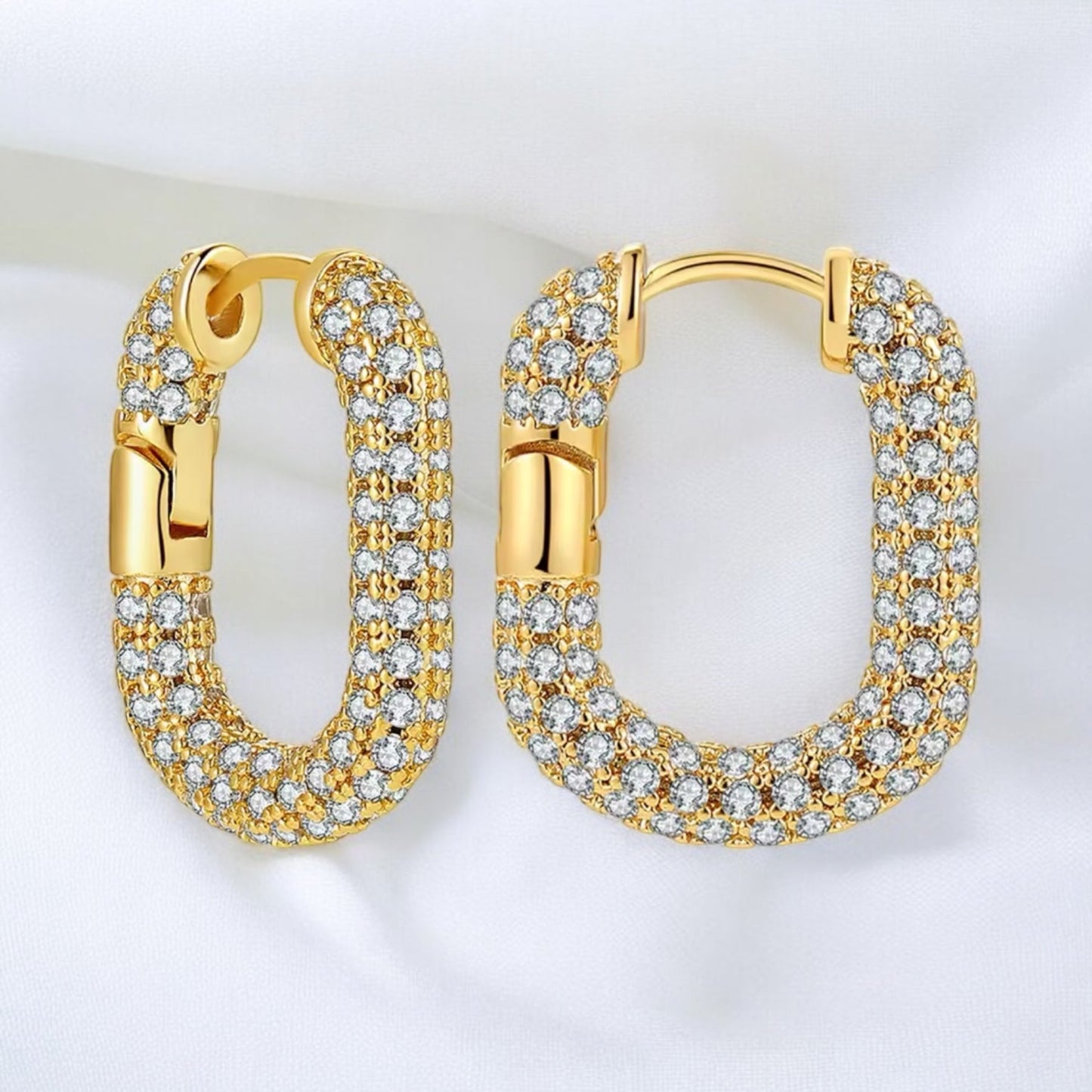 Blingy Oval Hoop Earrings