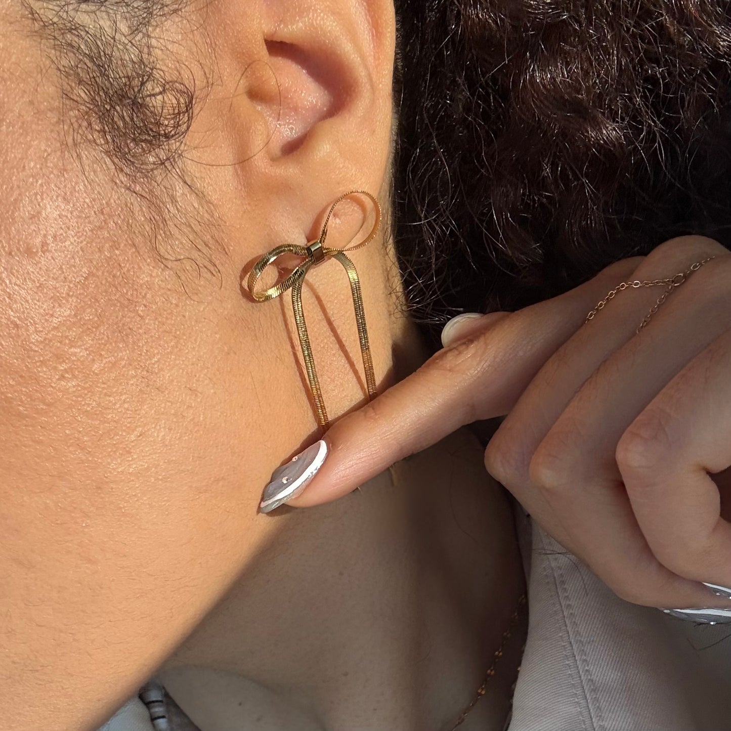 Golden Bow Stud Earrings