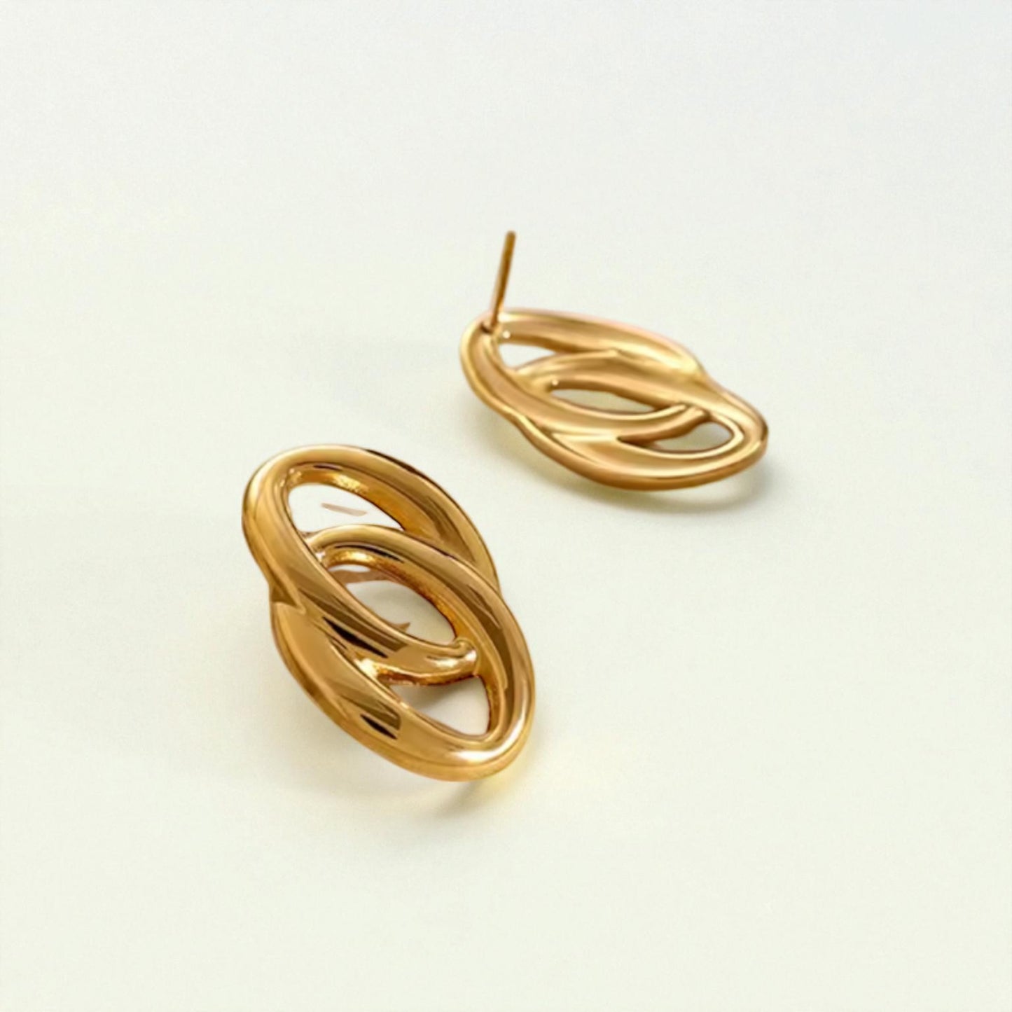 Double Oval Stud Earrings - Gold