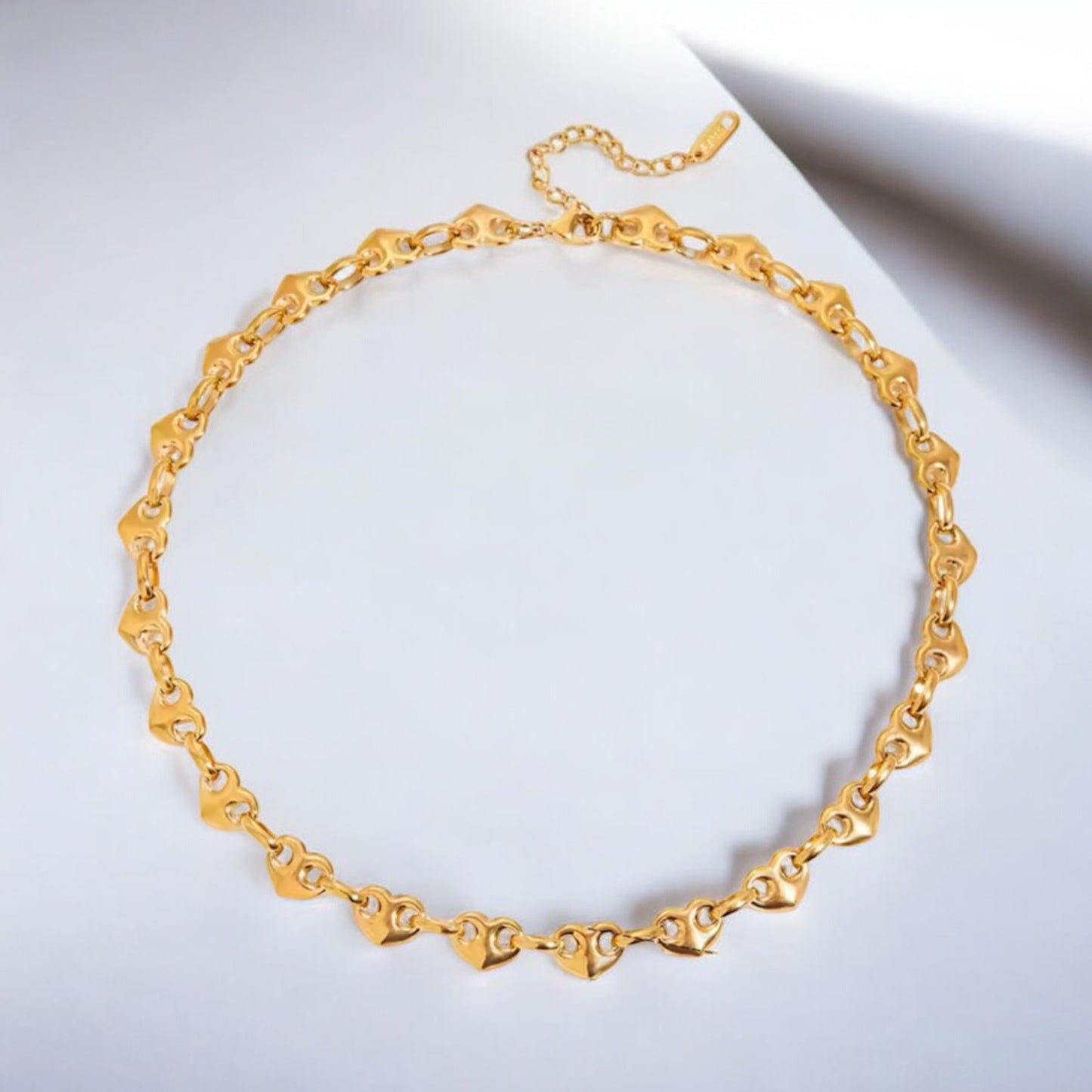 Pig Nose Heart Link Chain Necklace - Gold