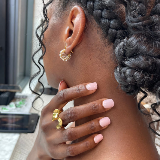 Pearl Cluster Huggie Hoop Earrings