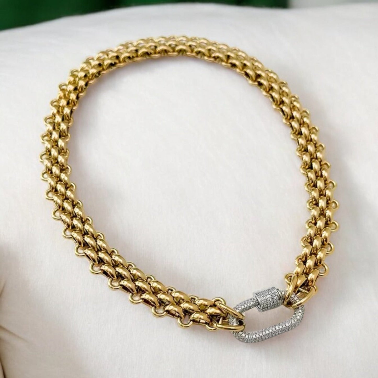 Braided Chain Choker Necklace - Gold