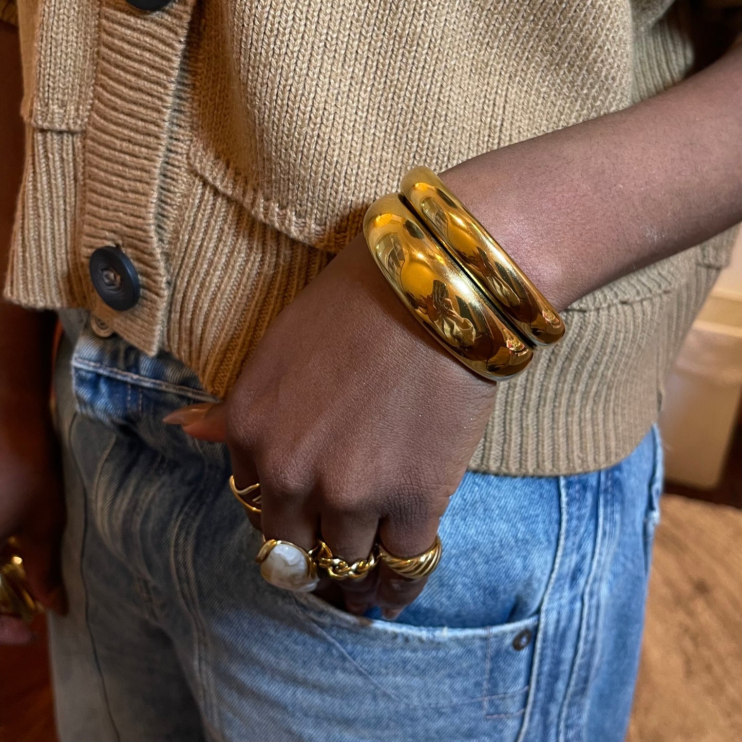 Double Layer Chunky Cuff Bracelet | The Consciously Lisa Collection
