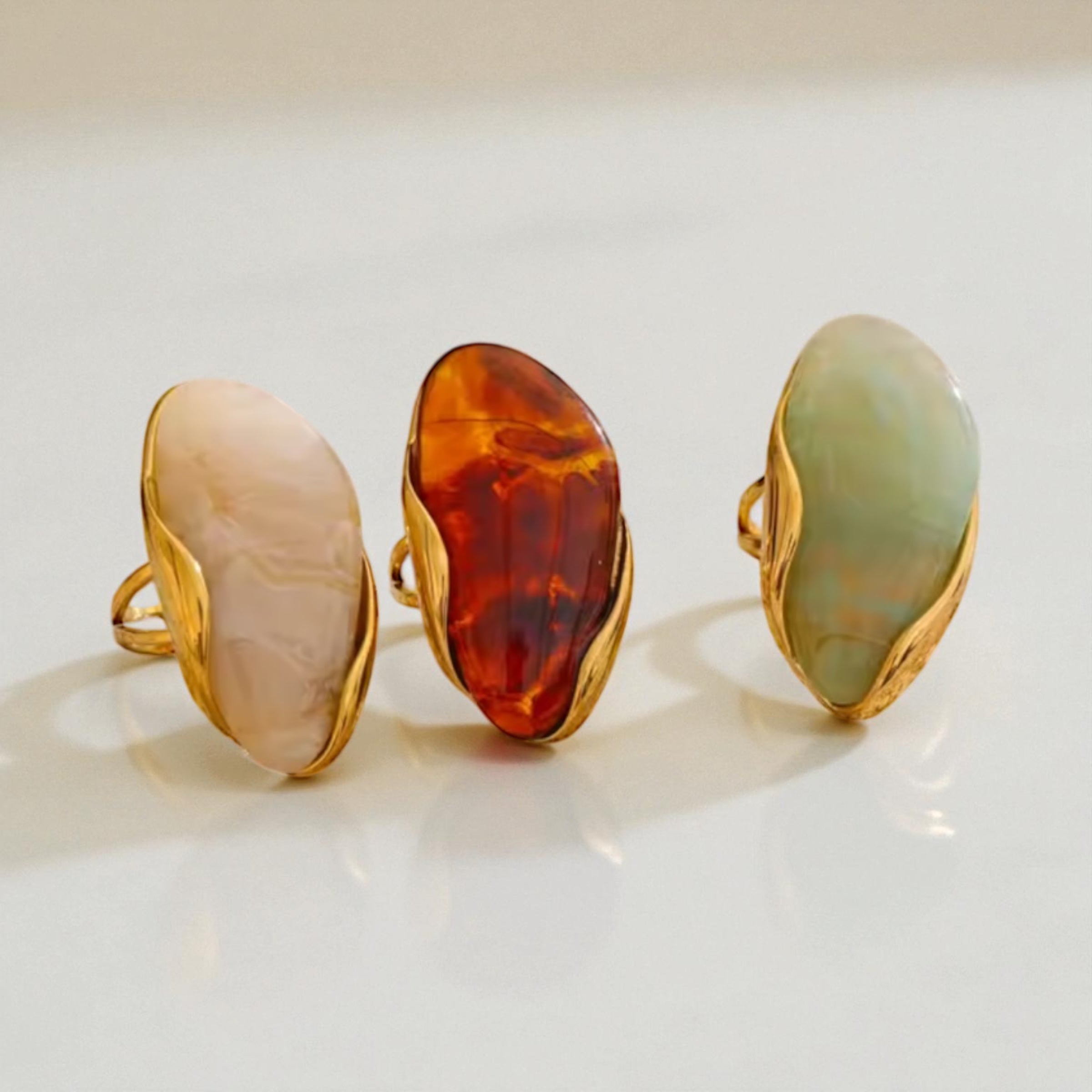 Adjustable Stone Ring - Beige | The Consciously Lisa Collection