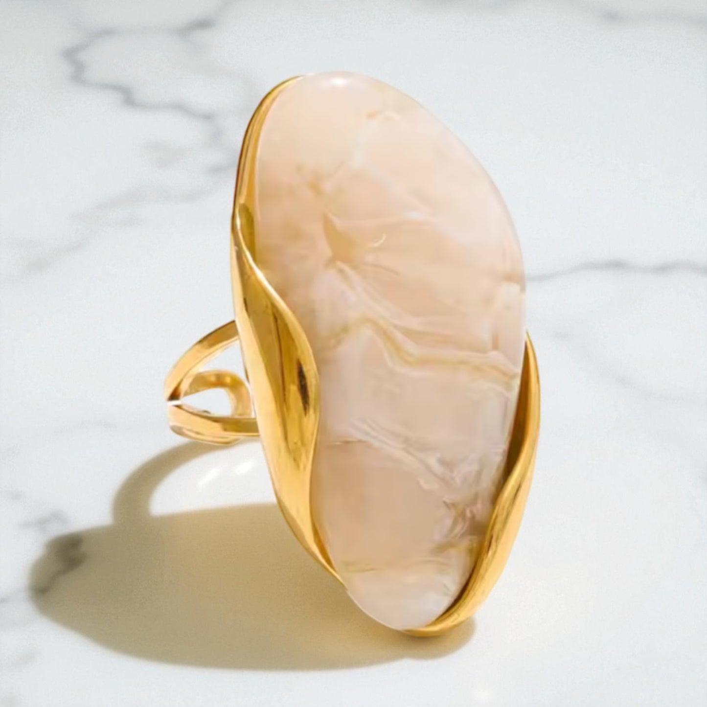 Adjustable Stone Ring - Beige | The Consciously Lisa Collection