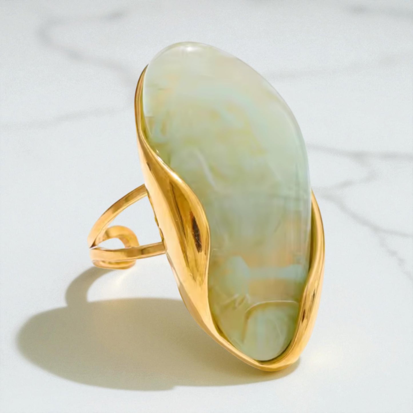 Adjustable Stone Ring - Green | The Consciously Lisa Collection