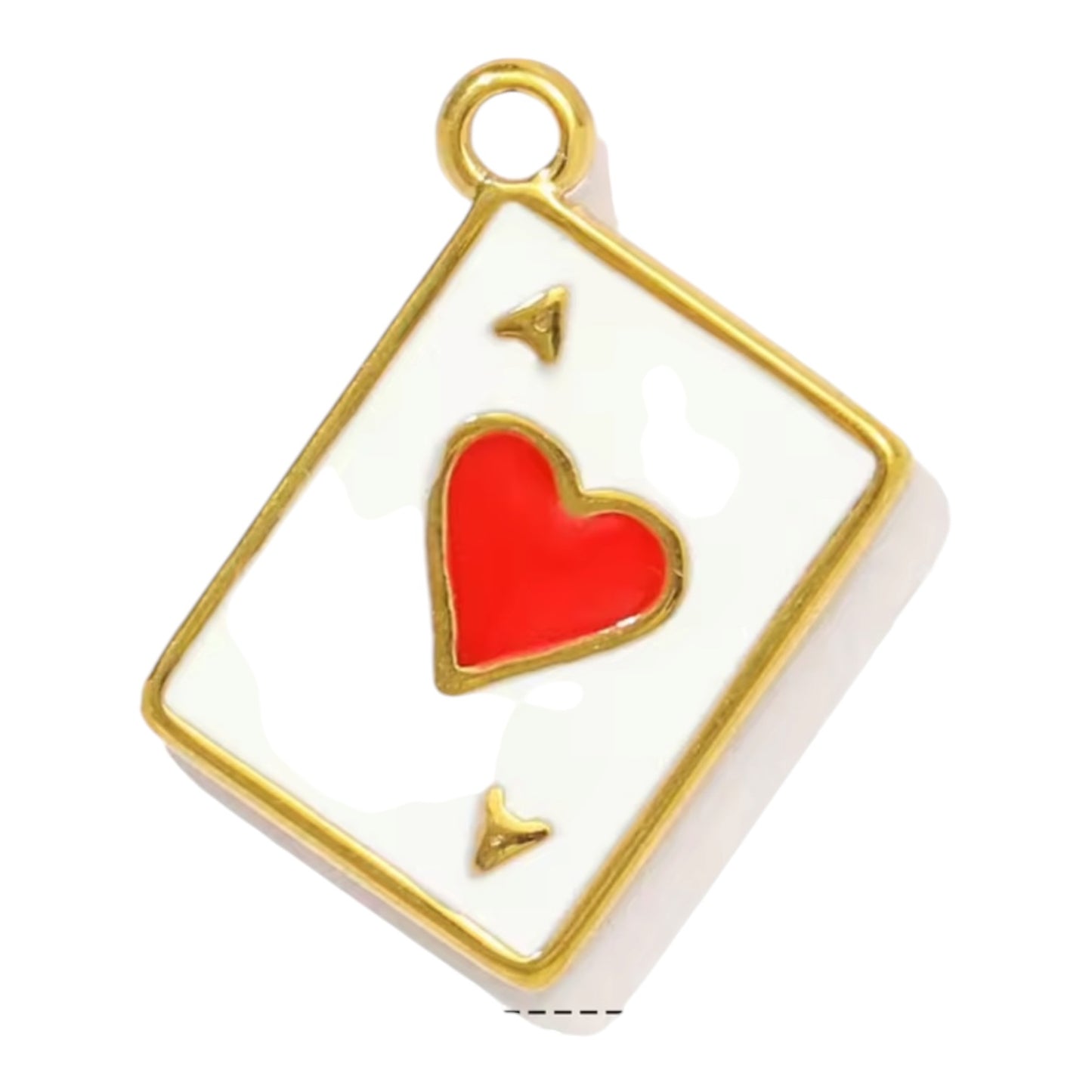Ace of Hearts Card Charm - Gold