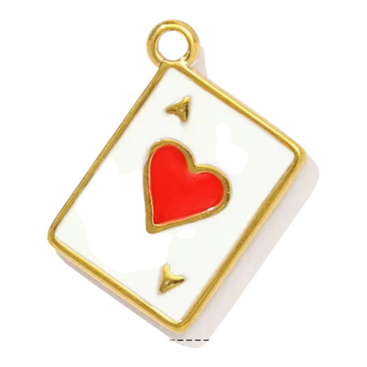 Ace of Hearts Card Charm - Gold