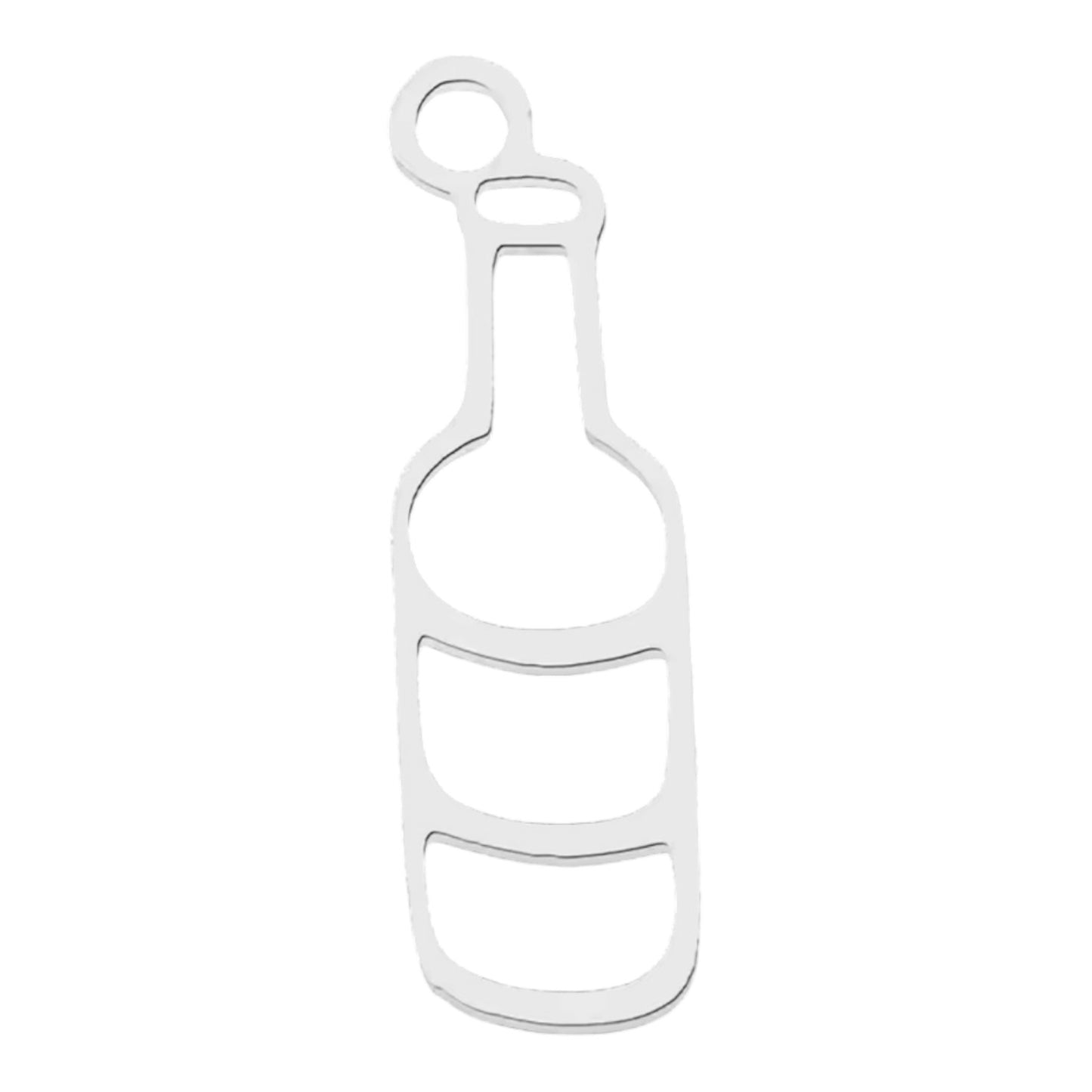 Wine Bottle Charm - Silver