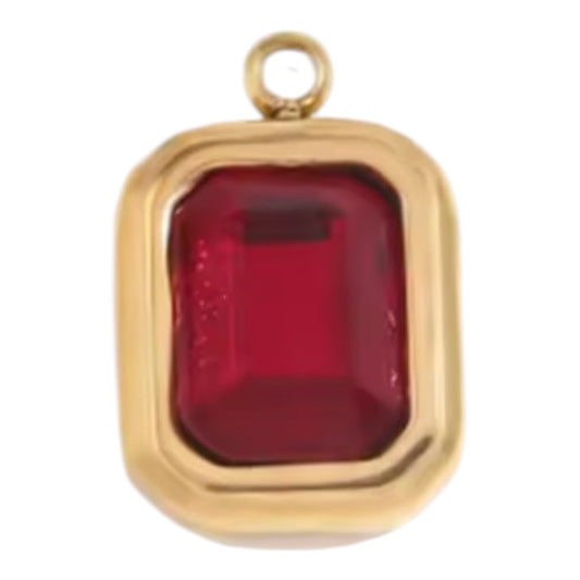 Emerald Cut Birthstone Charm - Gold