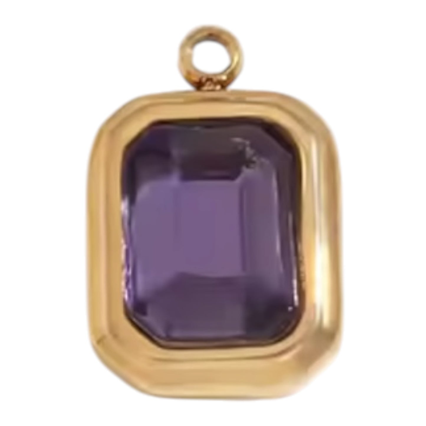 Emerald Cut Birthstone Charm - Gold