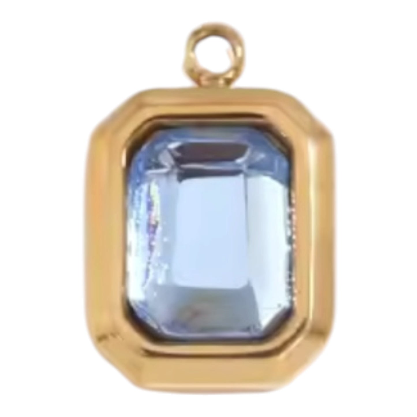 Emerald Cut Birthstone Charm - Gold