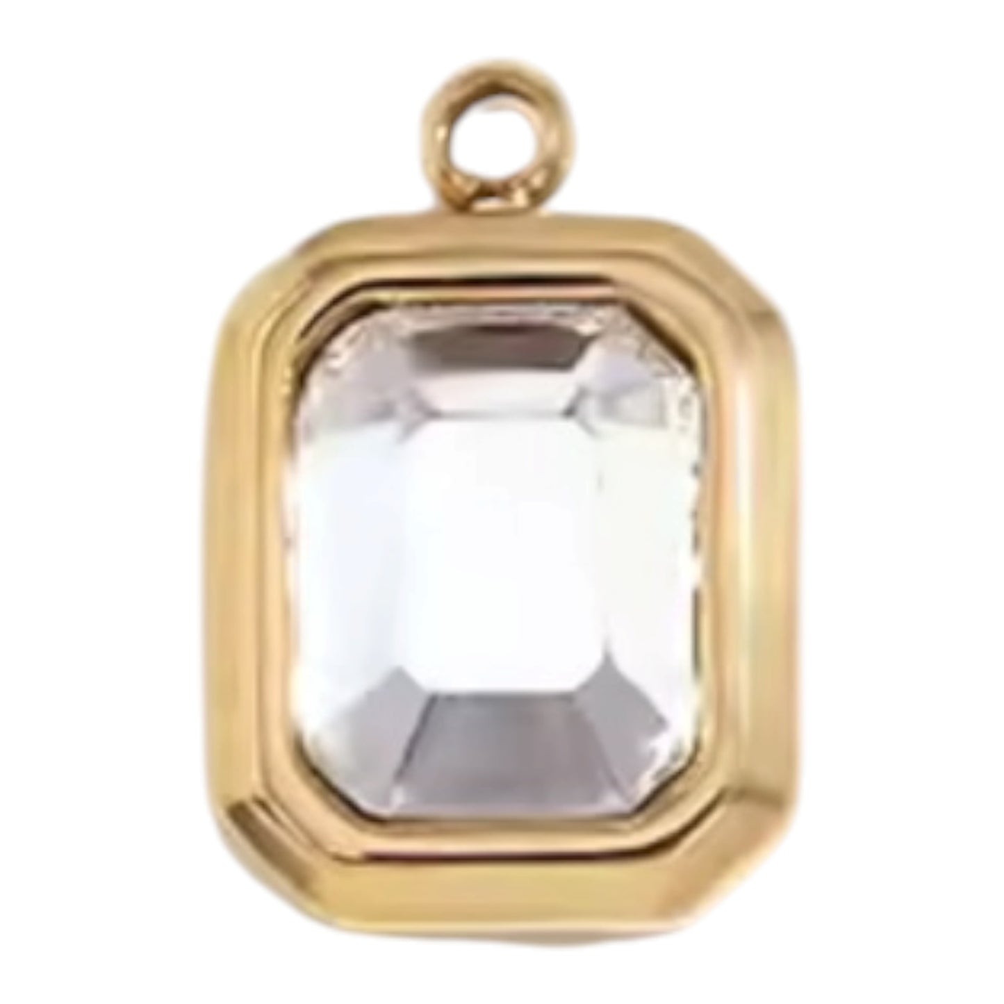 Emerald Cut Birthstone Charm - Gold