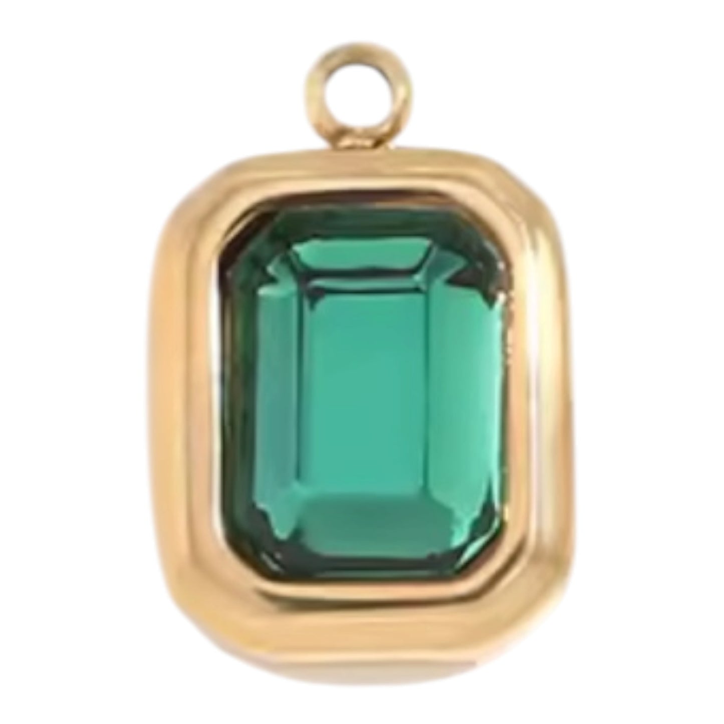 Emerald Cut Birthstone Charm - Gold