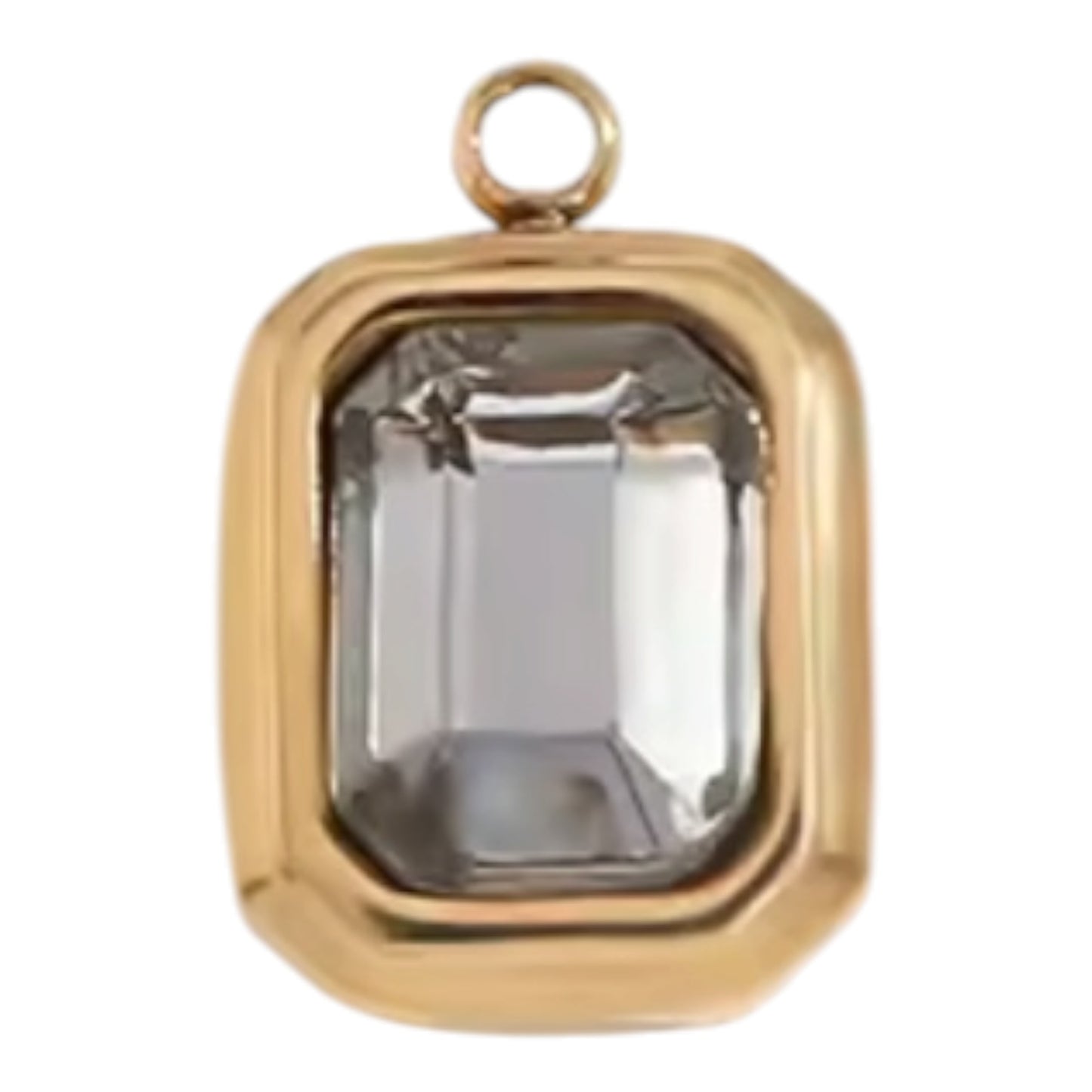 Emerald Cut Birthstone Charm - Gold