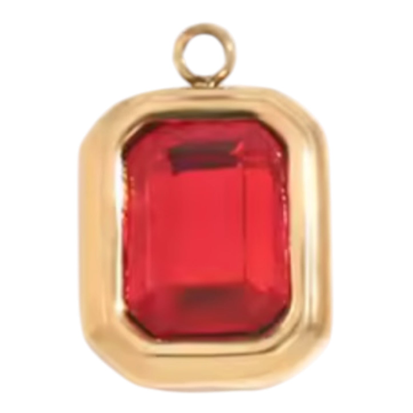 Emerald Cut Birthstone Charm - Gold