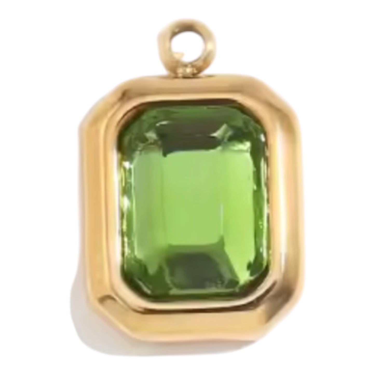 Emerald Cut Birthstone Charm - Gold