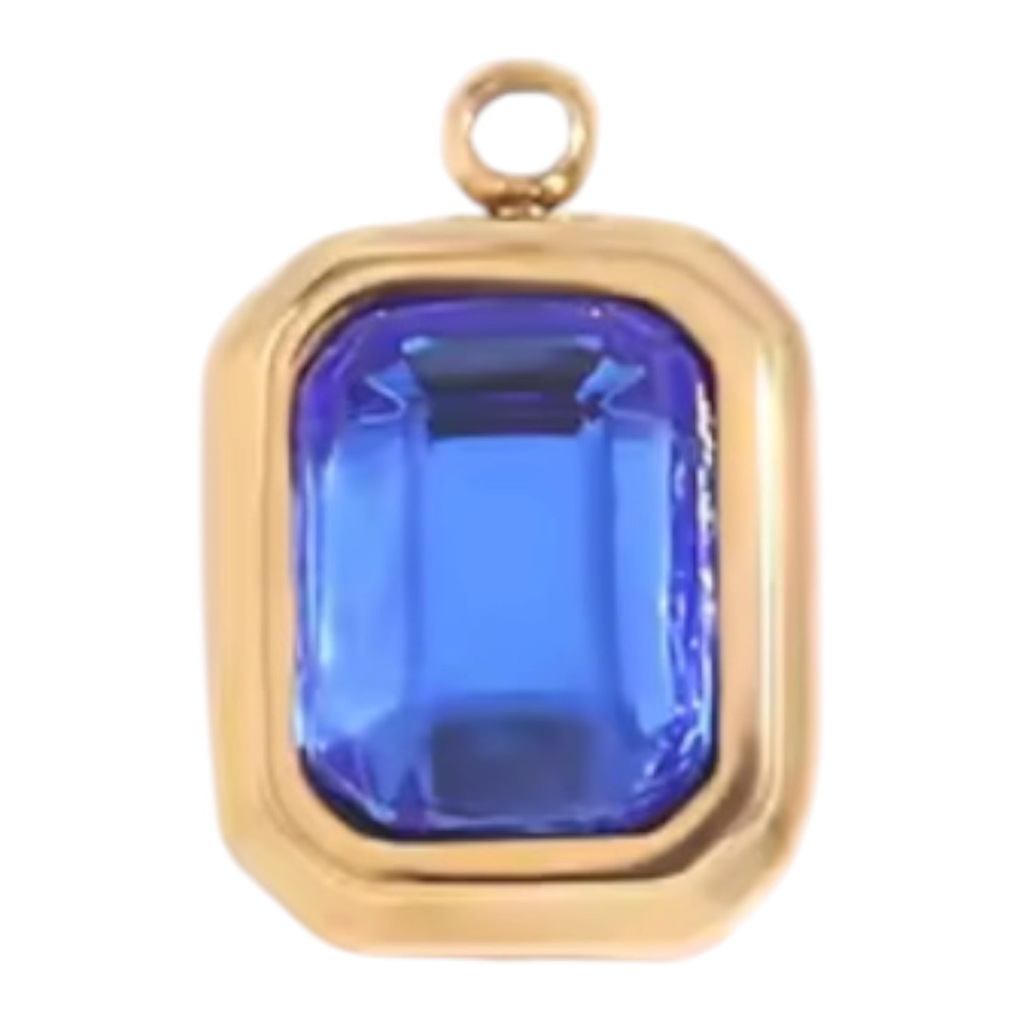 Emerald Cut Birthstone Charm - Gold