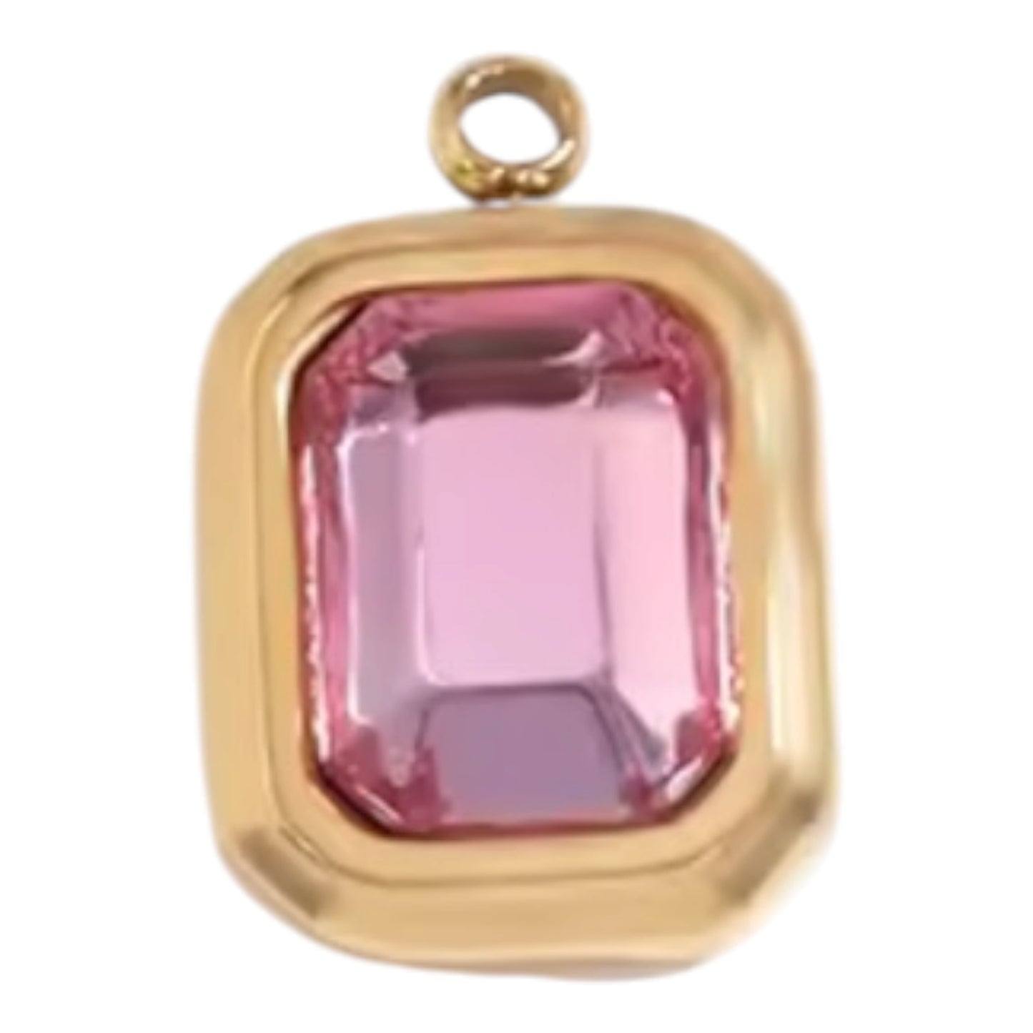 Emerald Cut Birthstone Charm - Gold