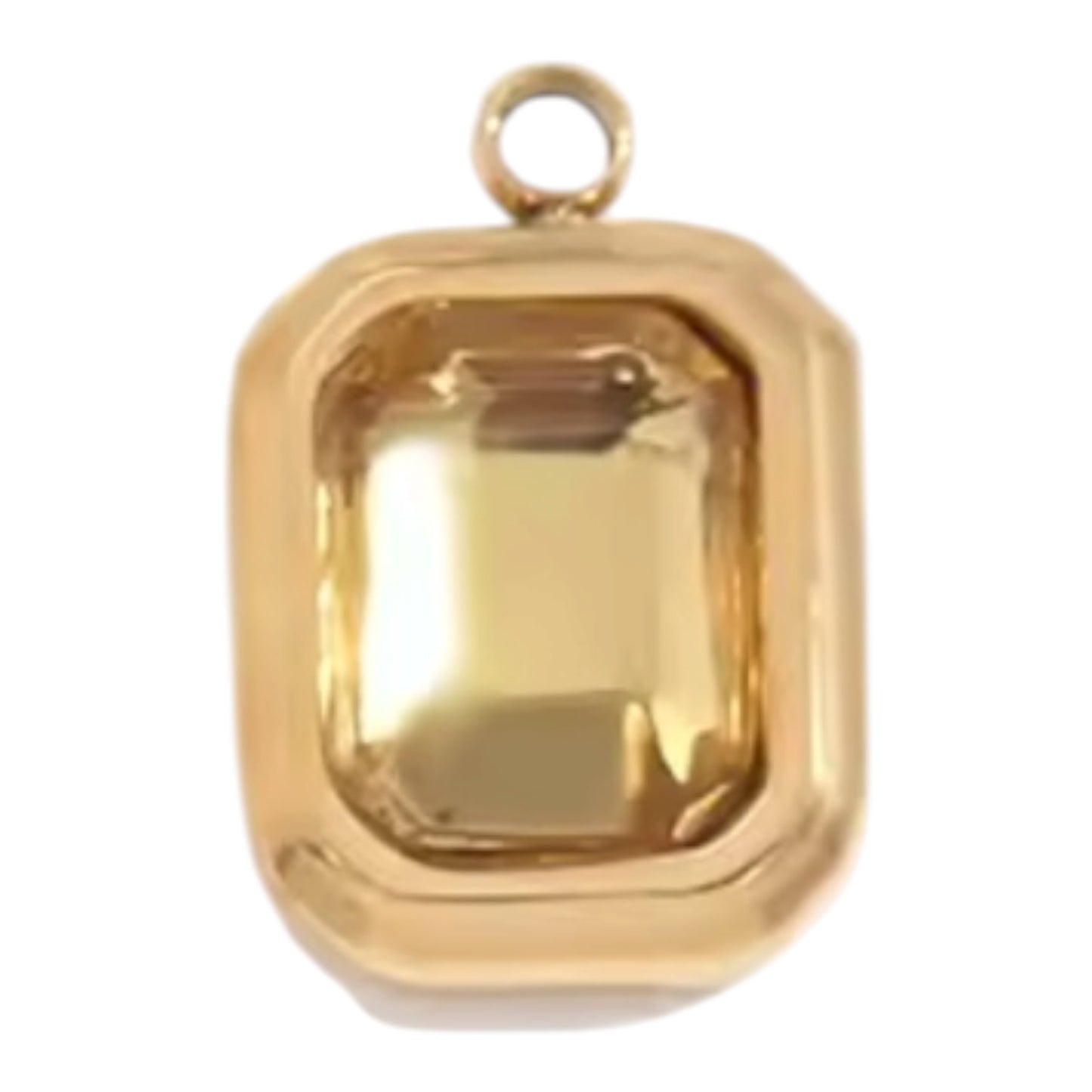 Emerald Cut Birthstone Charm - Gold