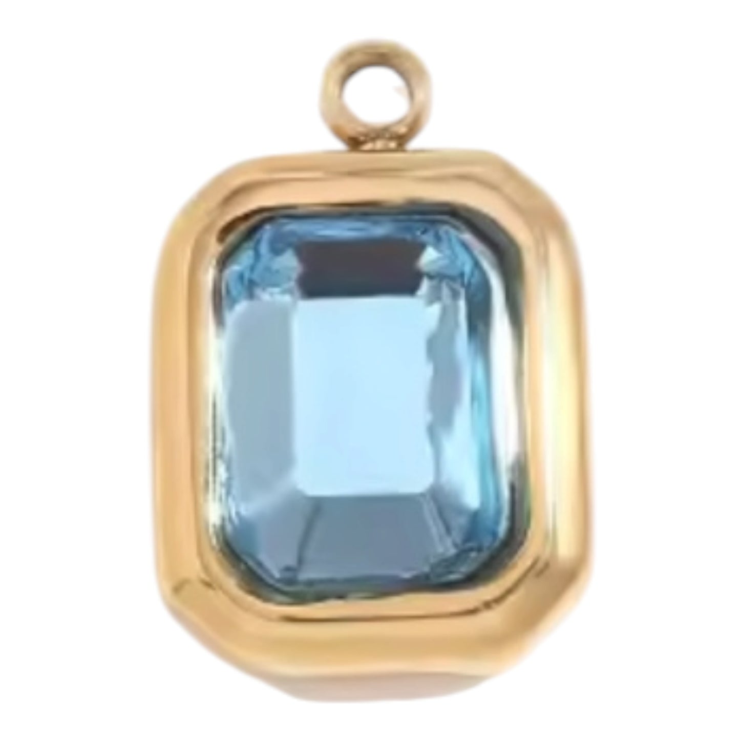 Emerald Cut Birthstone Charm - Gold