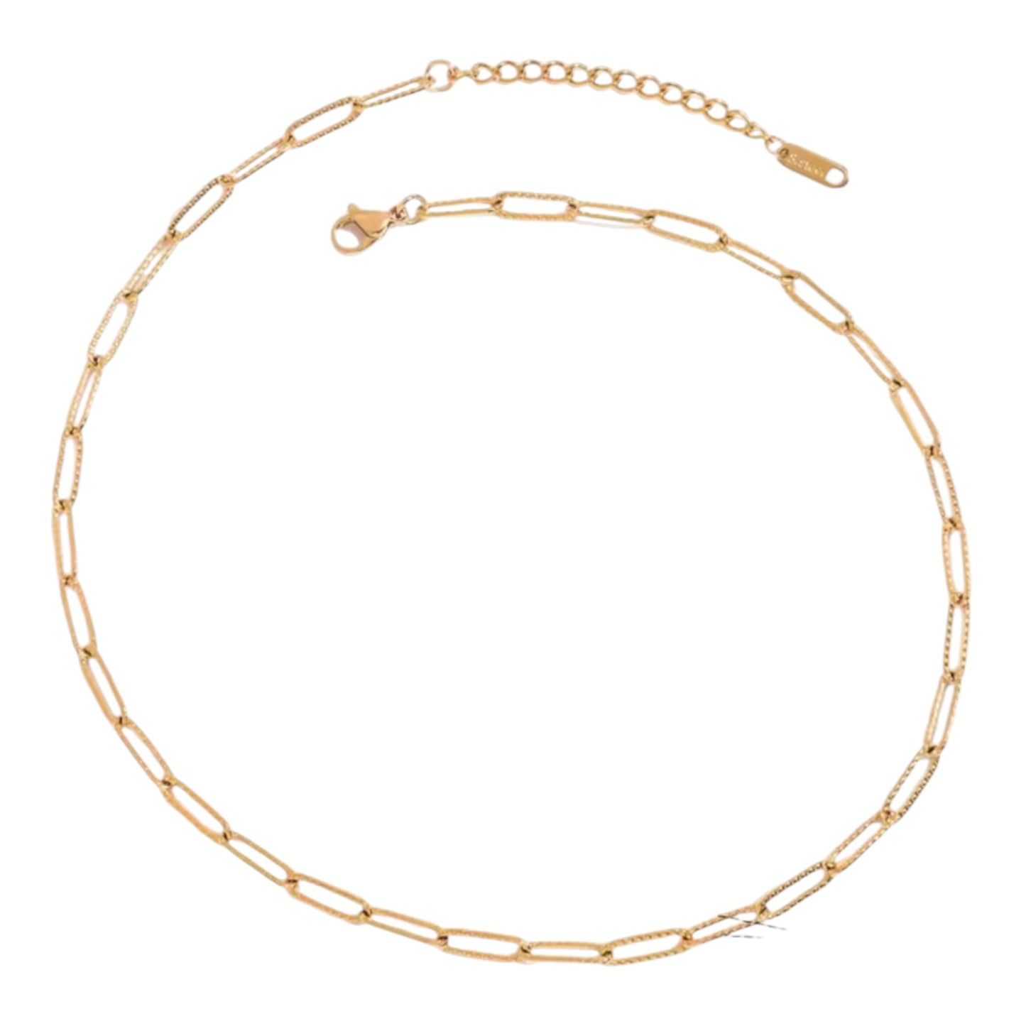 Textured Paperclip Chain Necklace - Gold