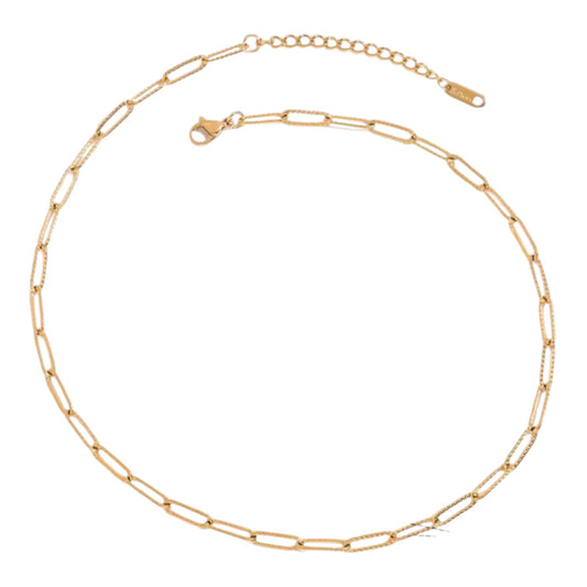 Textured Paperclip Chain Necklace - Gold