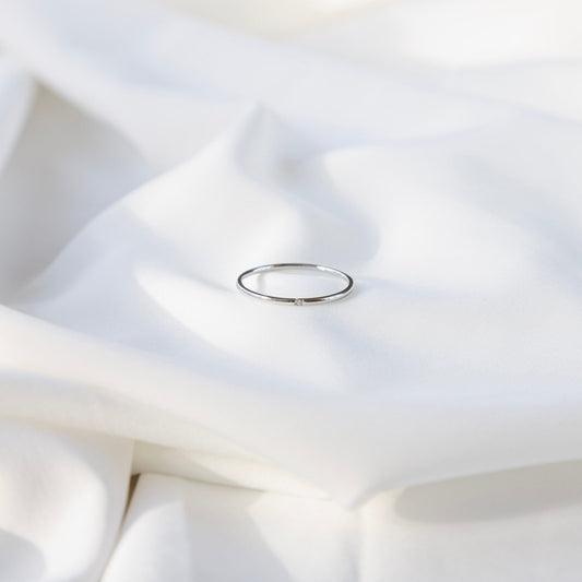 🎁 Dainty Stone Band Ring - Silver (Special Price)