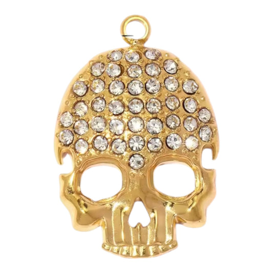 Blingy Skull Charm - Gold