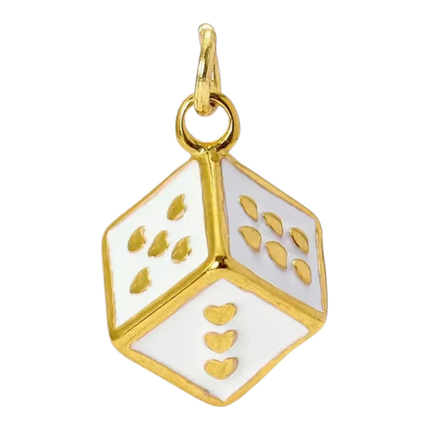 White Dice Charm - Gold