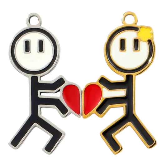 Silver Stick Figure Charm - Gold