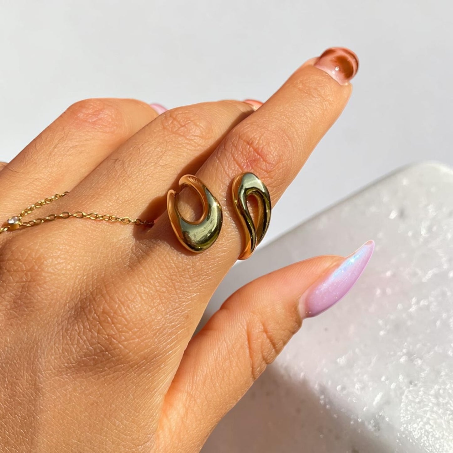 Chunky Teardrop Adjustable Ring