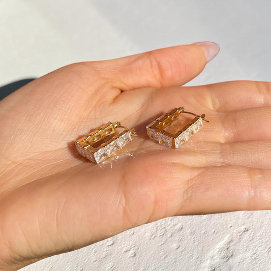 Crystal Small Square Hoop Earrings